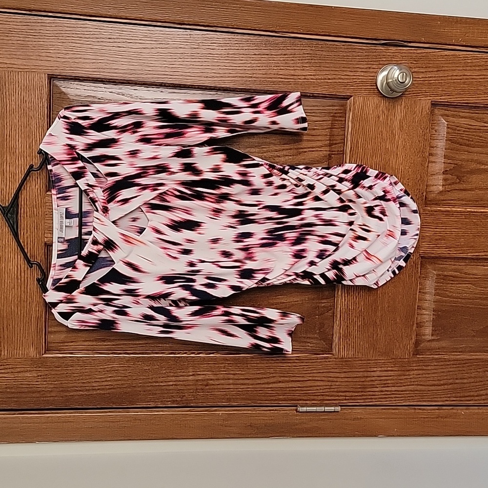 Pink, White and Navy Blue Shirt